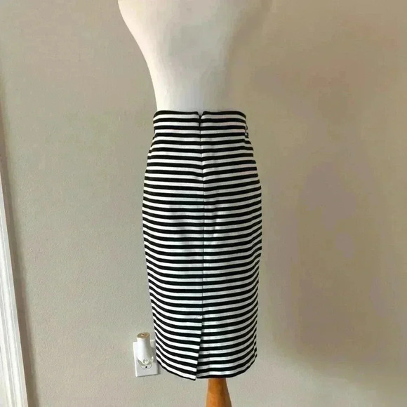 Merona black and white striped midi pencil skirt with zipper - Picture 2 of 5
